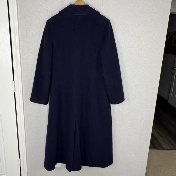 Preston & York Long Wool Overcoat Double Breasted Navy Blue Women’s 14 - Picture 3 of 4